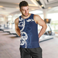 New Zealand Maori Mo Bros Men Tank Top Blue Ribbon With Koru Kowhaiwhai LT7 Blue - Polynesian Pride