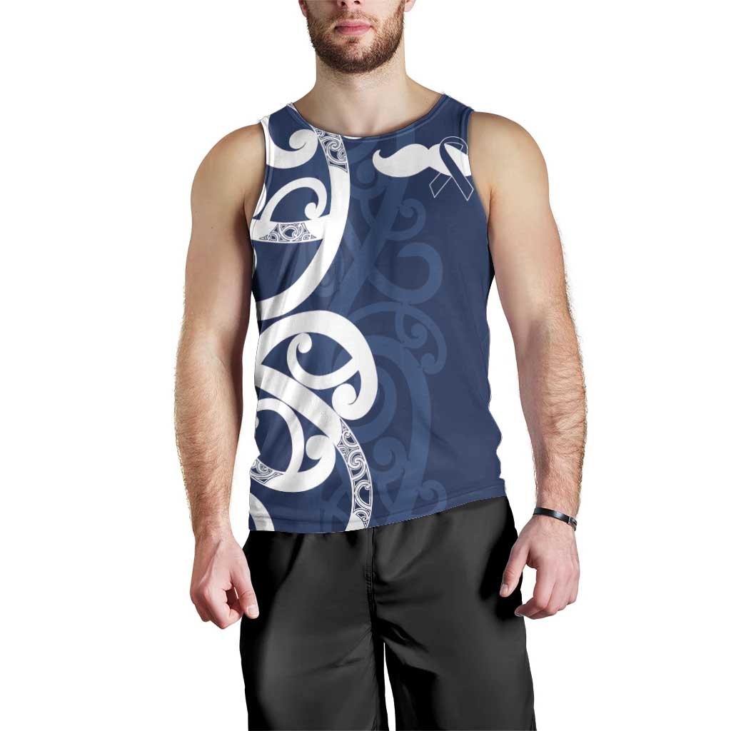 New Zealand Maori Mo Bros Men Tank Top Blue Ribbon With Koru Kowhaiwhai LT7 - Polynesian Pride
