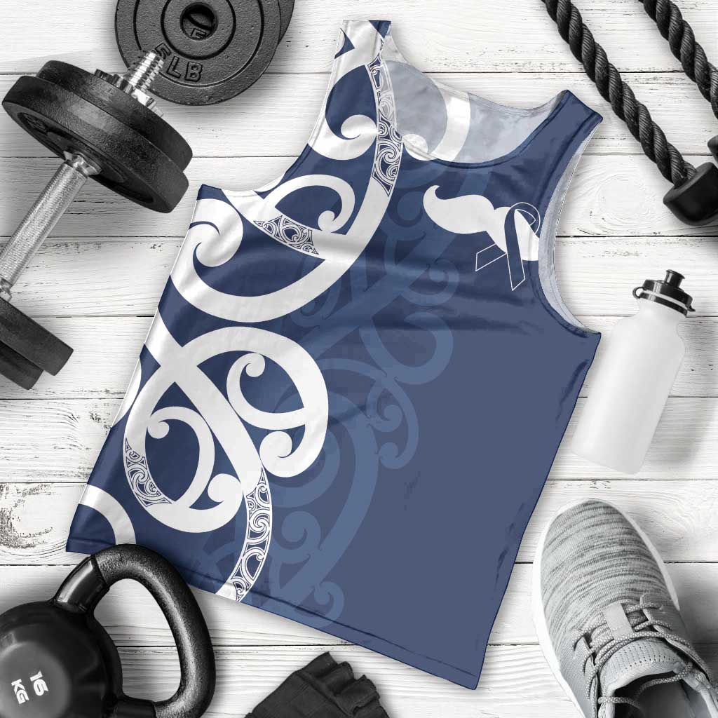 New Zealand Maori Mo Bros Men Tank Top Blue Ribbon With Koru Kowhaiwhai LT7 - Polynesian Pride