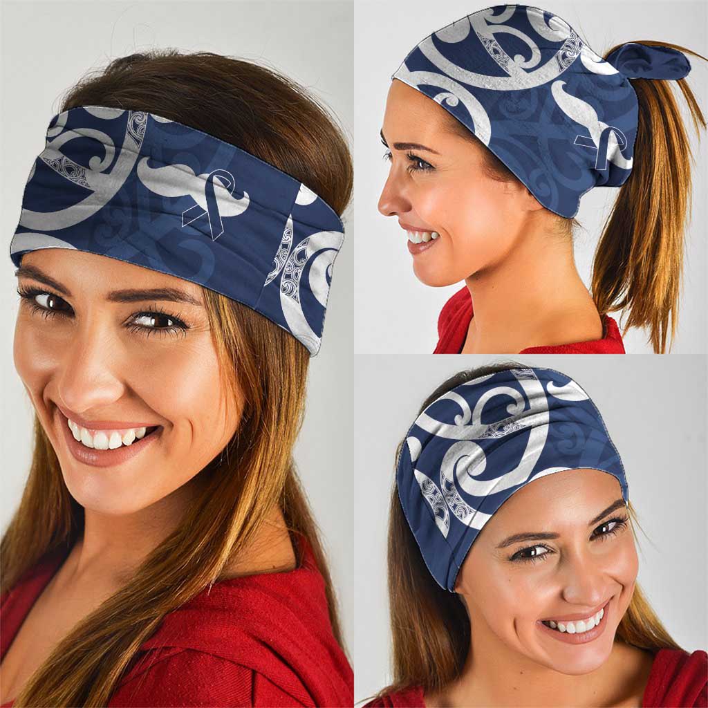 New Zealand Maori Mo Bros Neck Gaiter Blue Ribbon With Koru Kowhaiwhai LT7 - Polynesian Pride