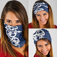 New Zealand Maori Mo Bros Neck Gaiter Blue Ribbon With Koru Kowhaiwhai LT7 - Polynesian Pride