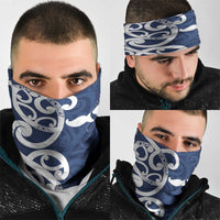 New Zealand Maori Mo Bros Neck Gaiter Blue Ribbon With Koru Kowhaiwhai LT7 - Polynesian Pride