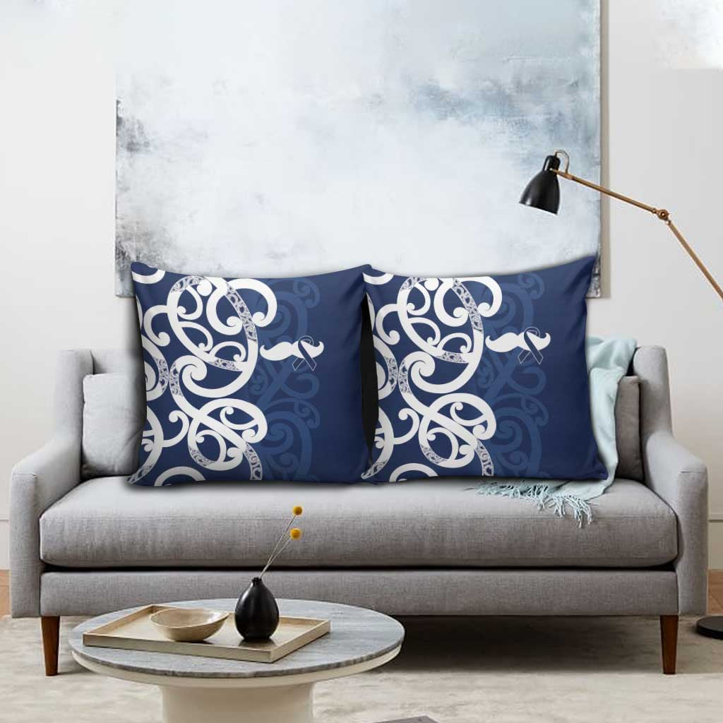 New Zealand Maori Mo Bros Pillow Cover Blue Ribbon With Koru Kowhaiwhai LT7 - Polynesian Pride