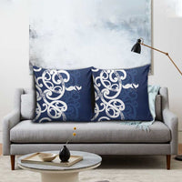 New Zealand Maori Mo Bros Pillow Cover Blue Ribbon With Koru Kowhaiwhai LT7 - Polynesian Pride