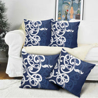 New Zealand Maori Mo Bros Pillow Cover Blue Ribbon With Koru Kowhaiwhai LT7 - Polynesian Pride