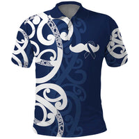 New Zealand Maori Mo Bros Polo Shirt Blue Ribbon With Koru Kowhaiwhai LT7 Blue - Polynesian Pride