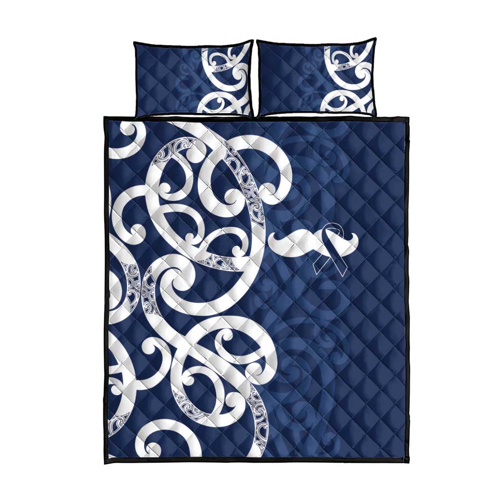 New Zealand Maori Mo Bros Quilt Bed Set Blue Ribbon With Koru Kowhaiwhai LT7 - Polynesian Pride