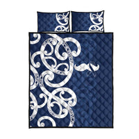 New Zealand Maori Mo Bros Quilt Bed Set Blue Ribbon With Koru Kowhaiwhai LT7 - Polynesian Pride