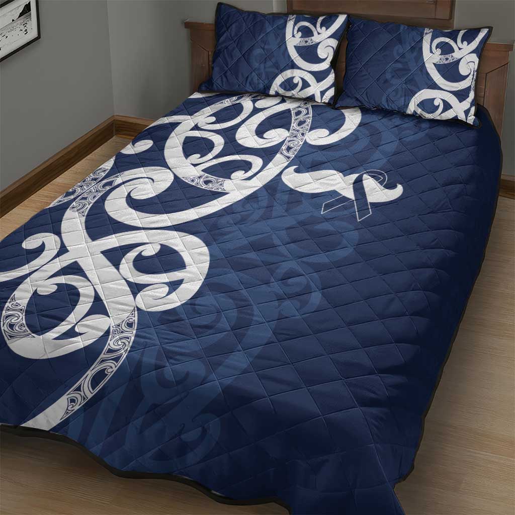 New Zealand Maori Mo Bros Quilt Bed Set Blue Ribbon With Koru Kowhaiwhai LT7 - Polynesian Pride