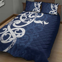 New Zealand Maori Mo Bros Quilt Bed Set Blue Ribbon With Koru Kowhaiwhai LT7 - Polynesian Pride