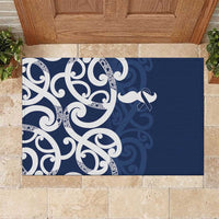 New Zealand Maori Mo Bros Rubber Doormat Blue Ribbon With Koru Kowhaiwhai LT7 Blue - Polynesian Pride