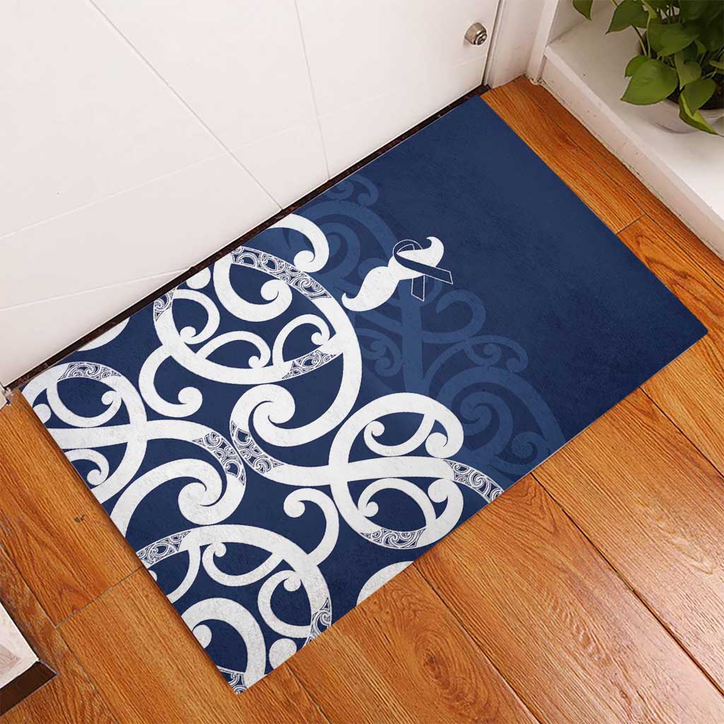 New Zealand Maori Mo Bros Rubber Doormat Blue Ribbon With Koru Kowhaiwhai LT7 - Polynesian Pride