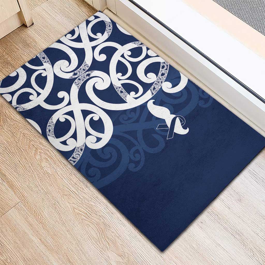 New Zealand Maori Mo Bros Rubber Doormat Blue Ribbon With Koru Kowhaiwhai LT7 - Polynesian Pride
