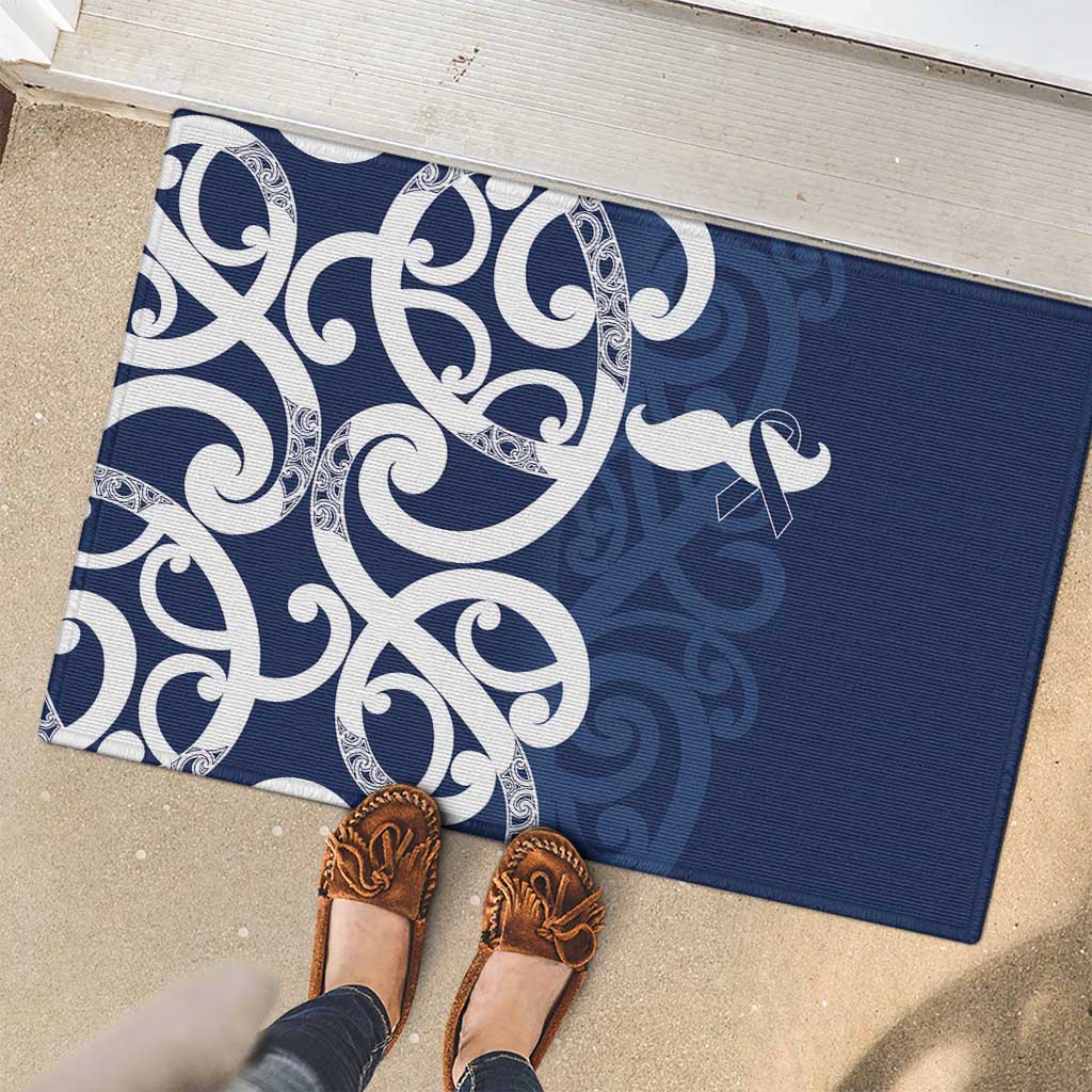 New Zealand Maori Mo Bros Rubber Doormat Blue Ribbon With Koru Kowhaiwhai LT7 - Polynesian Pride