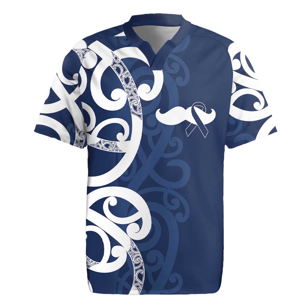 New Zealand Maori Mo Bros Rugby Jersey Blue Ribbon With Koru Kowhaiwhai LT7 Blue - Polynesian Pride