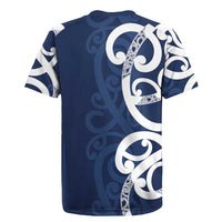 New Zealand Maori Mo Bros Rugby Jersey Blue Ribbon With Koru Kowhaiwhai LT7 - Polynesian Pride
