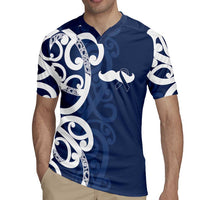 New Zealand Maori Mo Bros Rugby Jersey Blue Ribbon With Koru Kowhaiwhai LT7 - Polynesian Pride