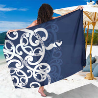 New Zealand Maori Mo Bros Sarong Blue Ribbon With Koru Kowhaiwhai LT7 One Size 44 x 66 inches Blue - Polynesian Pride