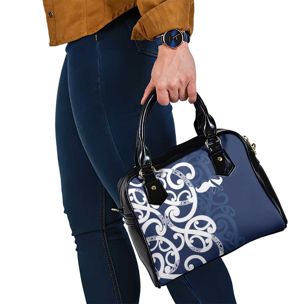 New Zealand Maori Mo Bros Shoulder Handbag Blue Ribbon With Koru Kowhaiwhai LT7 - Polynesian Pride