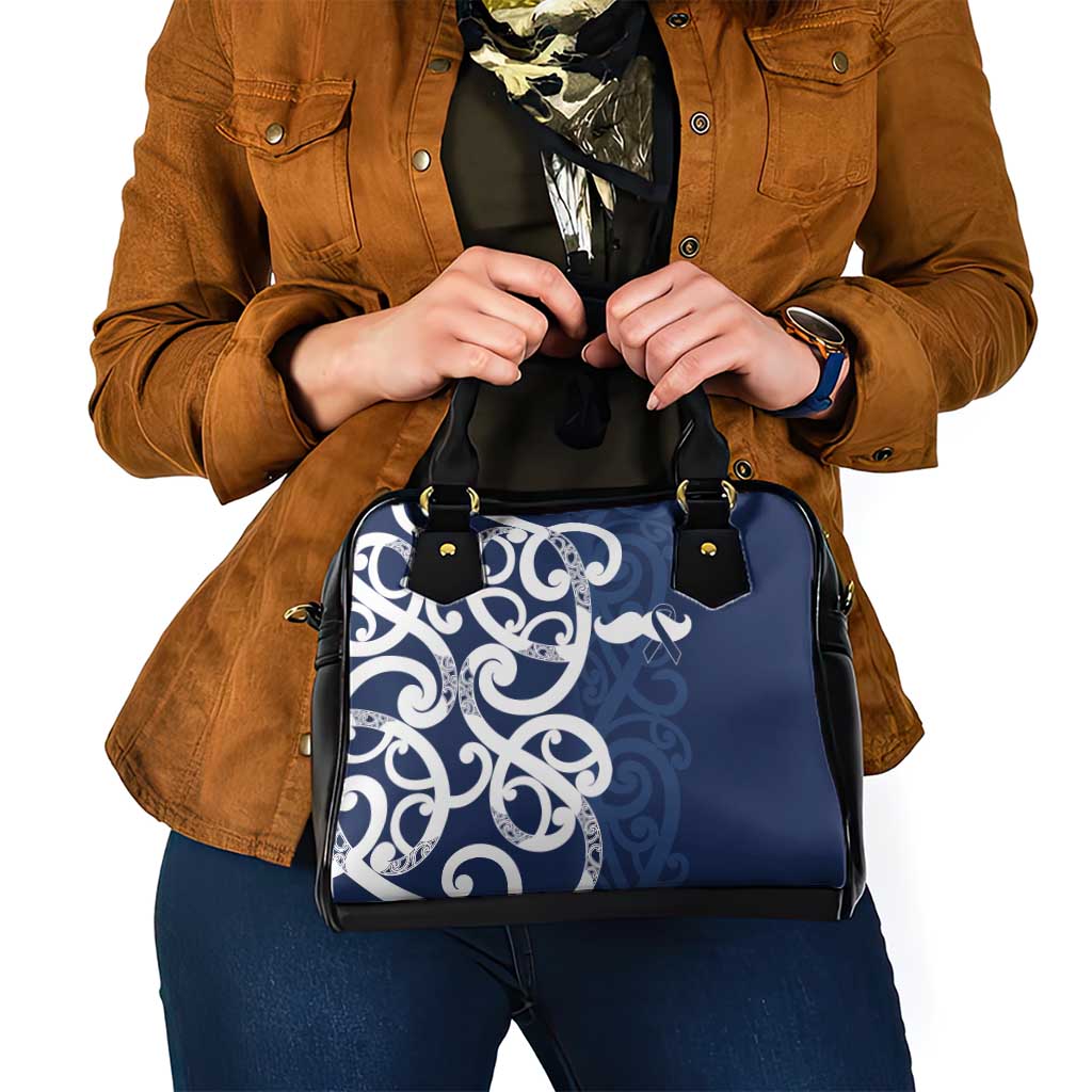 New Zealand Maori Mo Bros Shoulder Handbag Blue Ribbon With Koru Kowhaiwhai LT7 - Polynesian Pride