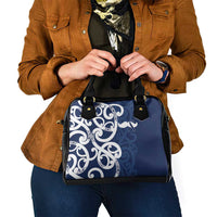 New Zealand Maori Mo Bros Shoulder Handbag Blue Ribbon With Koru Kowhaiwhai LT7 - Polynesian Pride