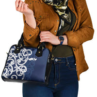 New Zealand Maori Mo Bros Shoulder Handbag Blue Ribbon With Koru Kowhaiwhai LT7 - Polynesian Pride