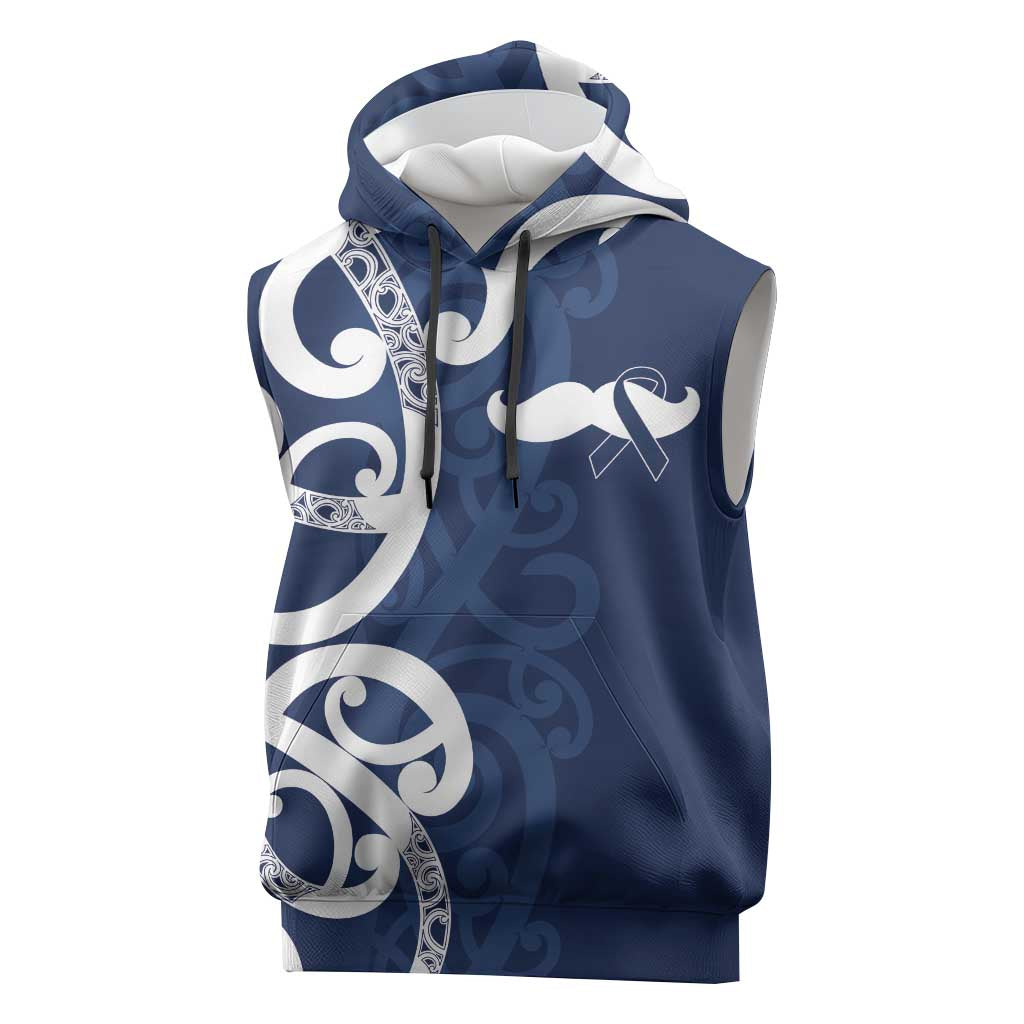 New Zealand Maori Mo Bros Sleeveless Hoodie Blue Ribbon With Koru Kowhaiwhai LT7 Blue - Polynesian Pride