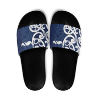 New Zealand Maori Mo Bros Slide Sandals Blue Ribbon With Koru Kowhaiwhai LT7 Blue - Polynesian Pride