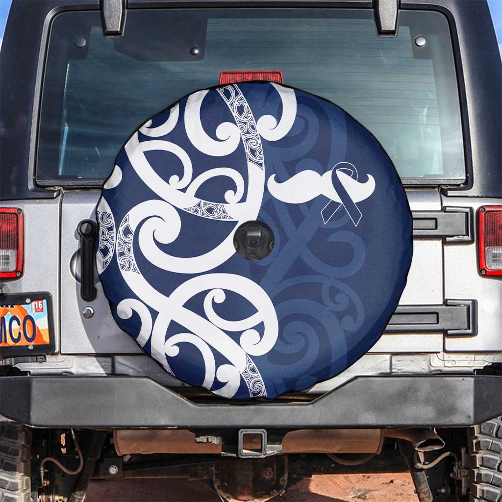 New Zealand Maori Mo Bros Spare Tire Cover Blue Ribbon With Koru Kowhaiwhai LT7 Blue - Polynesian Pride