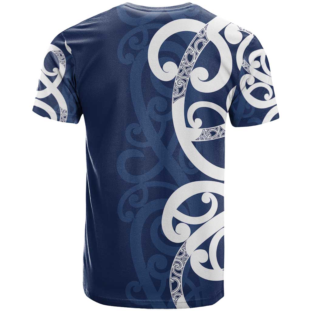 New Zealand Maori Mo Bros T Shirt Blue Ribbon With Koru Kowhaiwhai LT7 - Polynesian Pride
