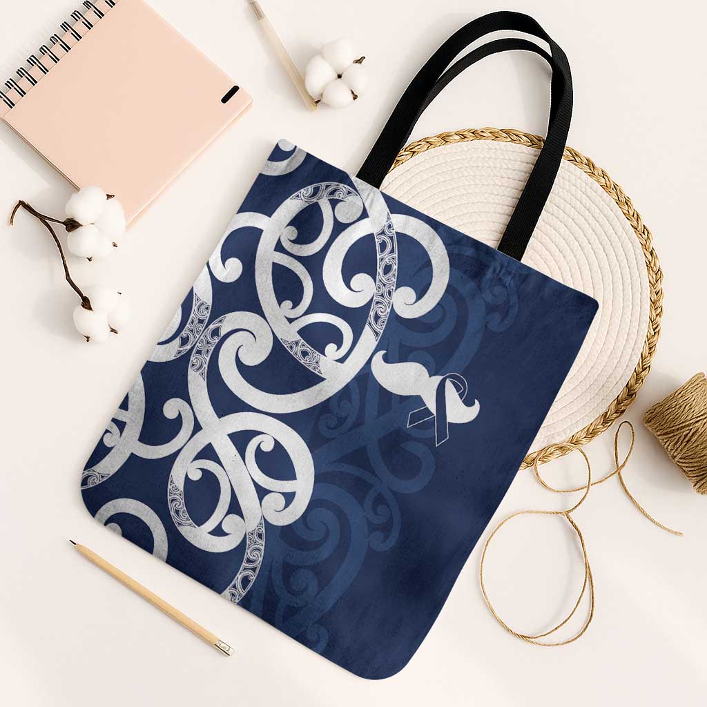 New Zealand Maori Mo Bros Tote Bag Blue Ribbon With Koru Kowhaiwhai LT7 Black Strap One Size Blue - Polynesian Pride
