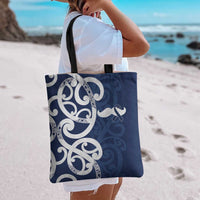 New Zealand Maori Mo Bros Tote Bag Blue Ribbon With Koru Kowhaiwhai LT7 - Polynesian Pride