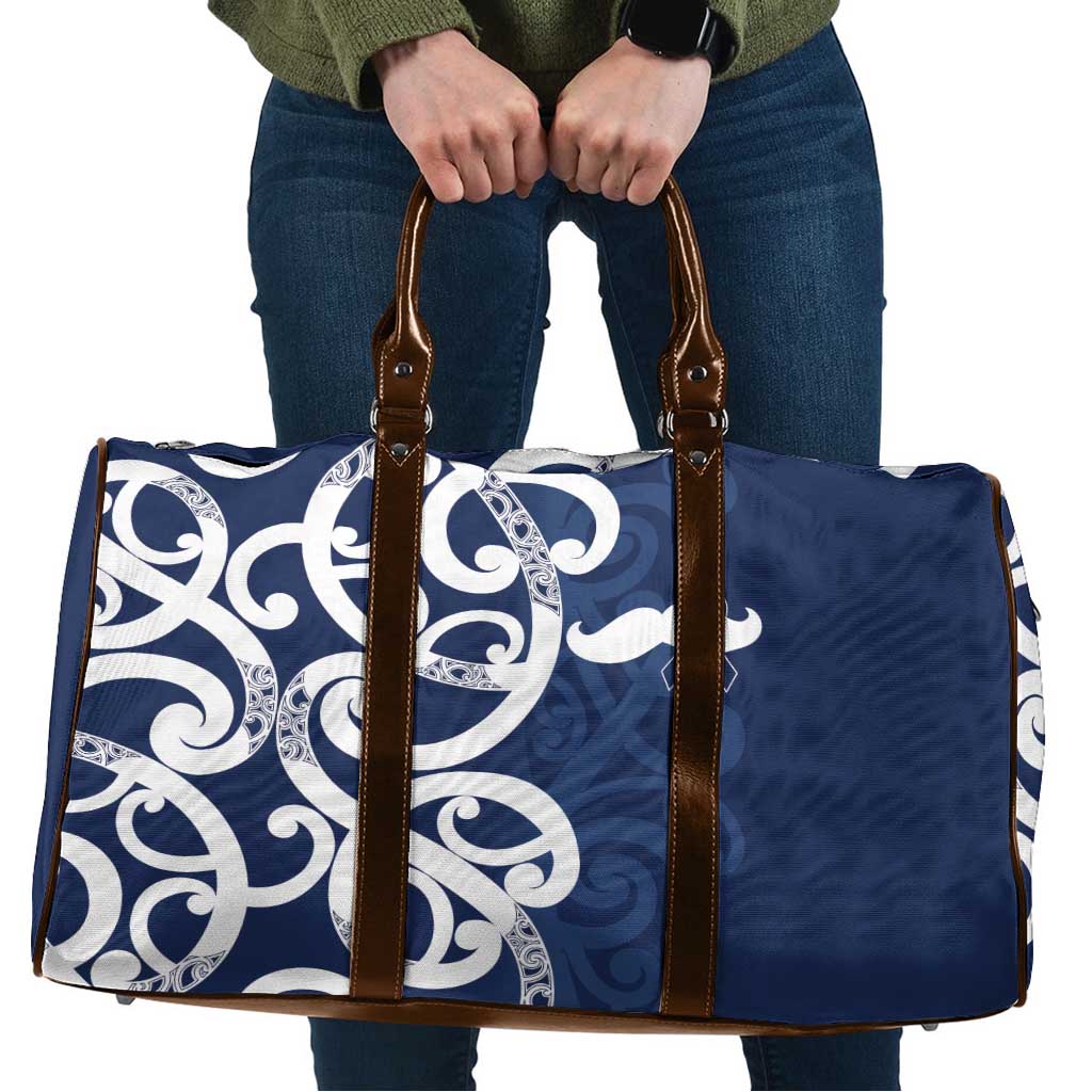 New Zealand Maori Mo Bros Travel Bag Blue Ribbon With Koru Kowhaiwhai LT7 Blue - Polynesian Pride