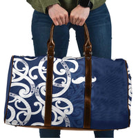 New Zealand Maori Mo Bros Travel Bag Blue Ribbon With Koru Kowhaiwhai LT7 Blue - Polynesian Pride
