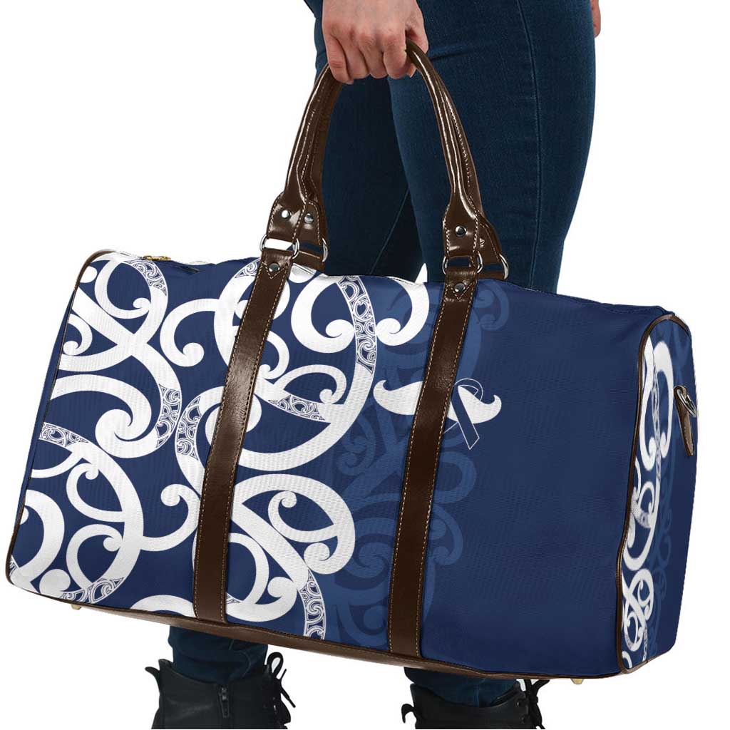 New Zealand Maori Mo Bros Travel Bag Blue Ribbon With Koru Kowhaiwhai LT7 - Polynesian Pride