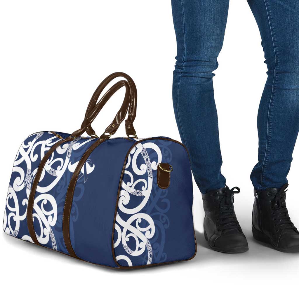 New Zealand Maori Mo Bros Travel Bag Blue Ribbon With Koru Kowhaiwhai LT7 - Polynesian Pride