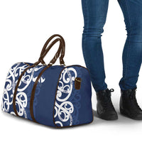 New Zealand Maori Mo Bros Travel Bag Blue Ribbon With Koru Kowhaiwhai LT7 - Polynesian Pride