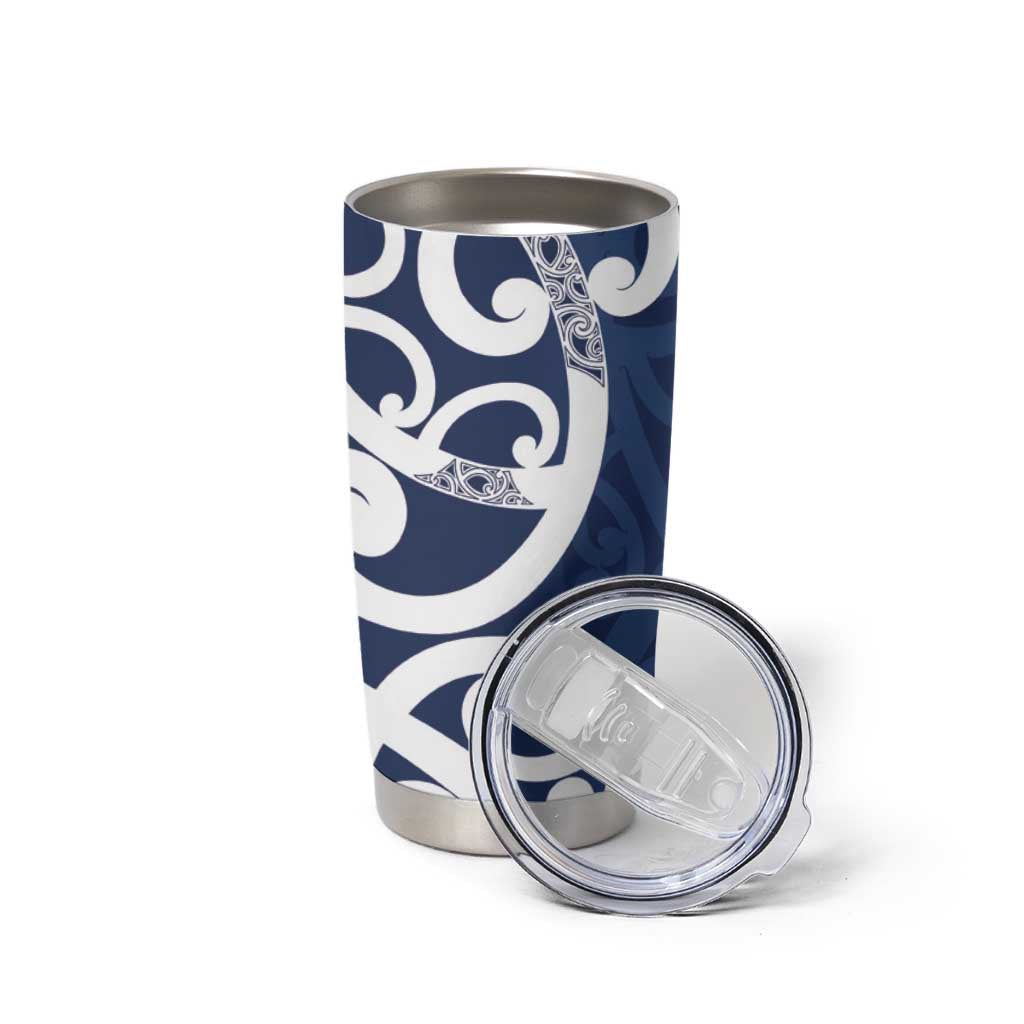 New Zealand Maori Mo Bros Tumbler Cup Blue Ribbon With Koru Kowhaiwhai LT7 - Polynesian Pride