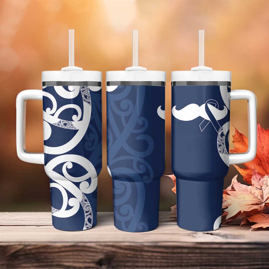 New Zealand Maori Mo Bros Tumbler With Handle Blue Ribbon With Koru Kowhaiwhai LT7 - Polynesian Pride