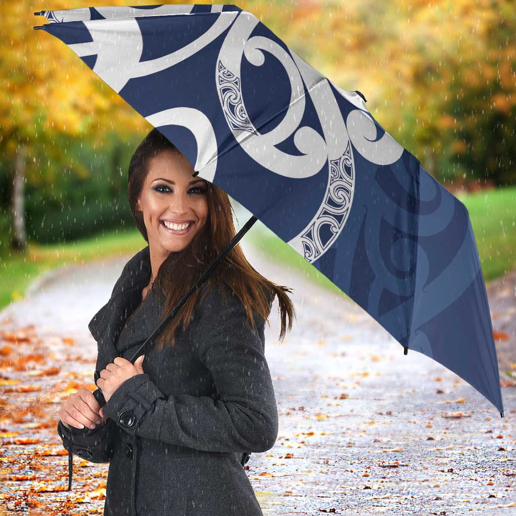 New Zealand Maori Mo Bros Umbrella Blue Ribbon With Koru Kowhaiwhai LT7 - Polynesian Pride