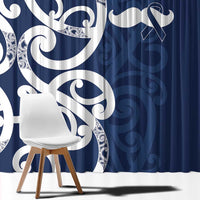 New Zealand Maori Mo Bros Window Curtain Blue Ribbon With Koru Kowhaiwhai LT7 - Polynesian Pride