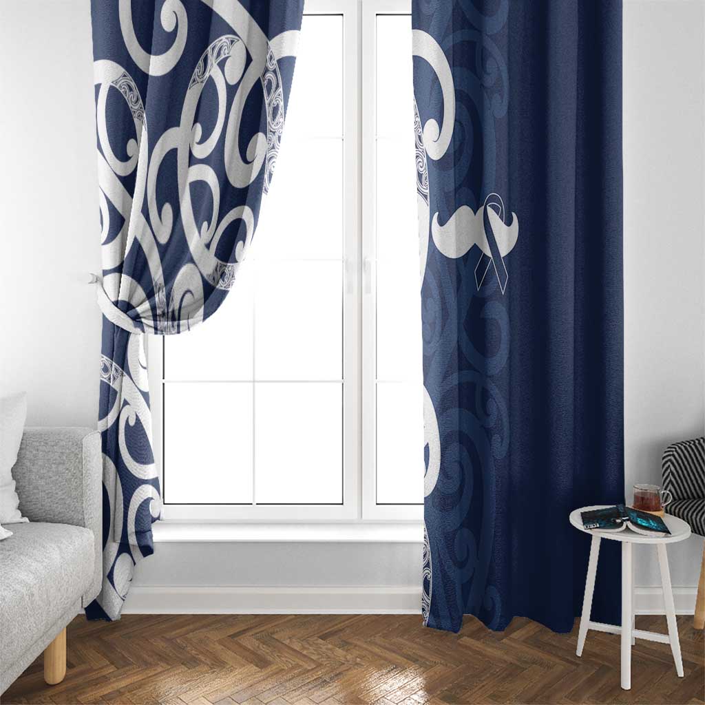 New Zealand Maori Mo Bros Window Curtain Blue Ribbon With Koru Kowhaiwhai LT7 - Polynesian Pride