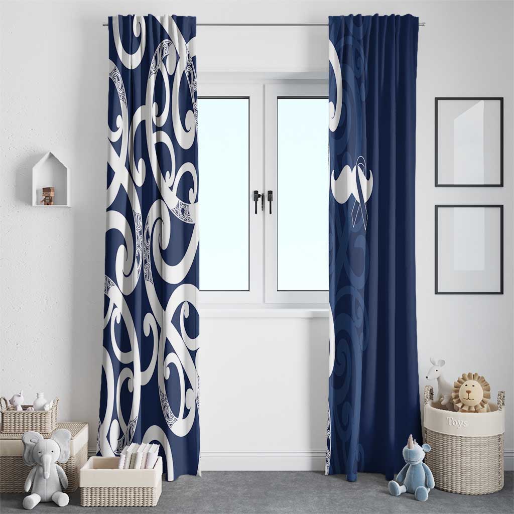 New Zealand Maori Mo Bros Window Curtain Blue Ribbon With Koru Kowhaiwhai LT7 - Polynesian Pride