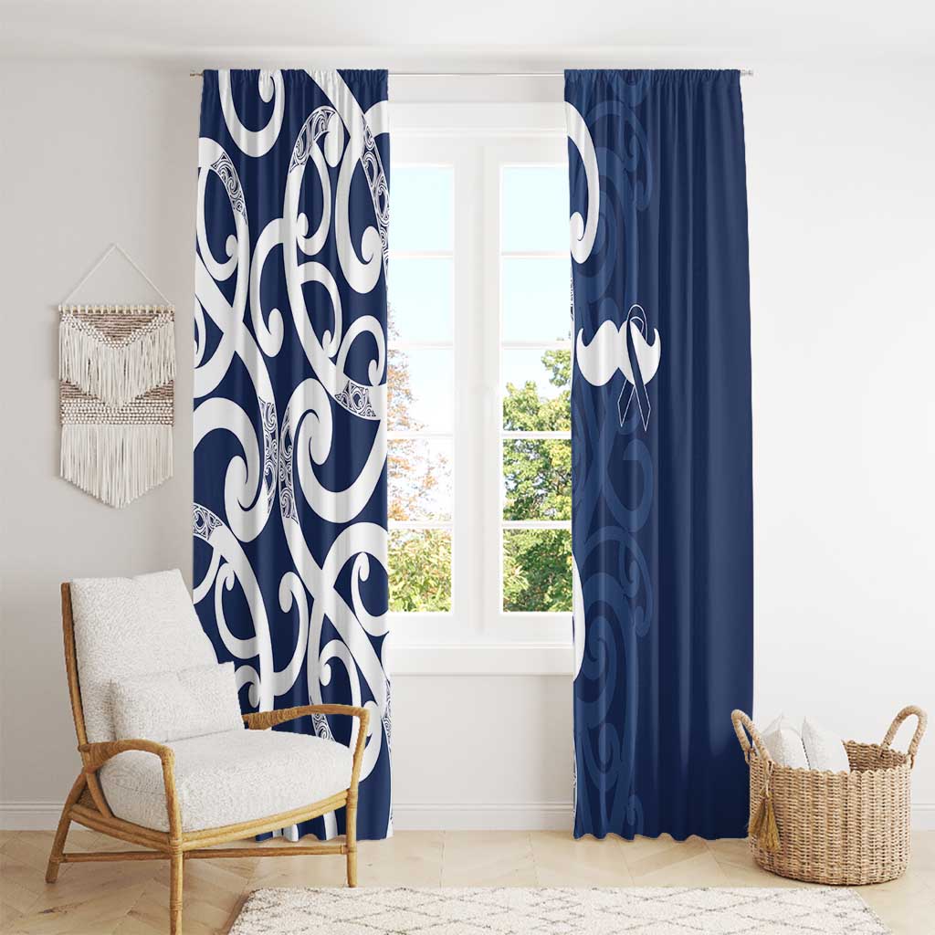 New Zealand Maori Mo Bros Window Curtain Blue Ribbon With Koru Kowhaiwhai LT7 - Polynesian Pride