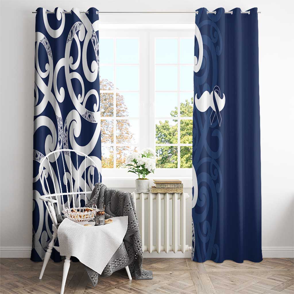 New Zealand Maori Mo Bros Window Curtain Blue Ribbon With Koru Kowhaiwhai LT7 - Polynesian Pride