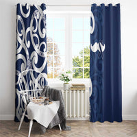 New Zealand Maori Mo Bros Window Curtain Blue Ribbon With Koru Kowhaiwhai LT7 - Polynesian Pride
