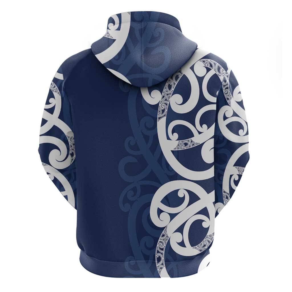 New Zealand Maori Mo Bros Zip Hoodie Blue Ribbon With Koru Kowhaiwhai LT7 - Polynesian Pride
