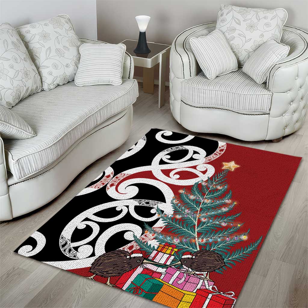 New Zealand Silver Fern Christmas Tree Area Rug Meri Kirihimete - Polynesian Pride