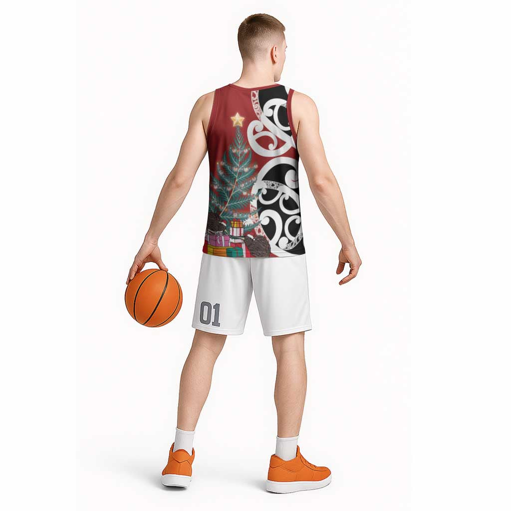 New Zealand Silver Fern Christmas Tree Basketball Jersey Meri Kirihimete LT7 - Polynesian Pride