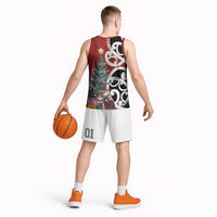 New Zealand Silver Fern Christmas Tree Basketball Jersey Meri Kirihimete LT7 - Polynesian Pride